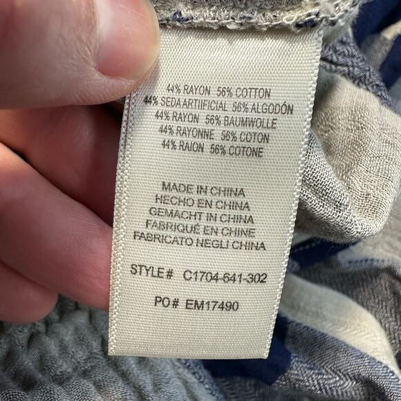 Cloth & Stone Blue Gingham Plaid Knotted High Low Blouse Large - Picture 9 of 11